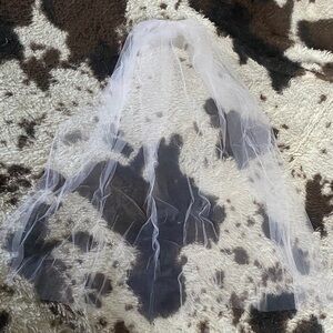 Sheer White Bridal Veil - Single Tier Tulle